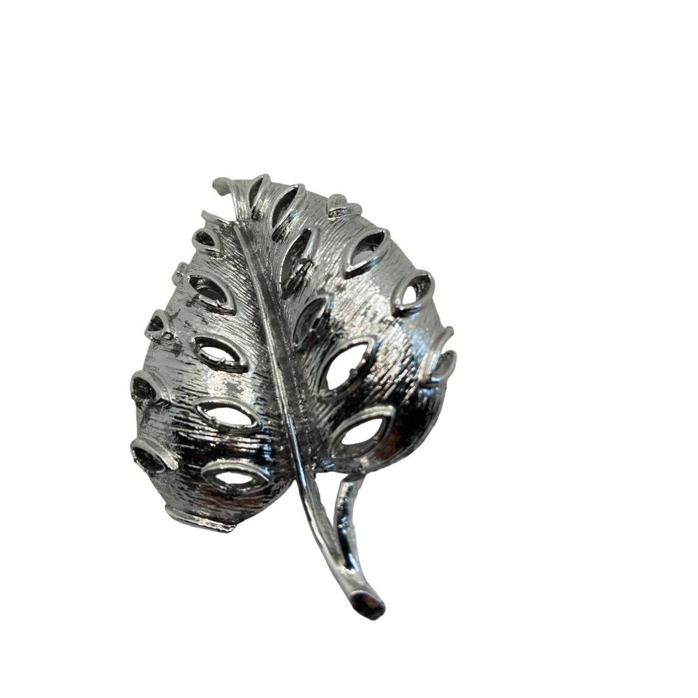 Vintage Brooch Pin Silver leaf